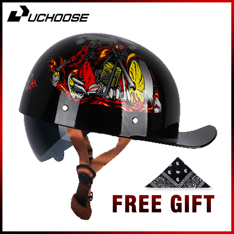 Vintage Open Face Retro Helmet - Uchoose verano motocicleta Casque DS gorra