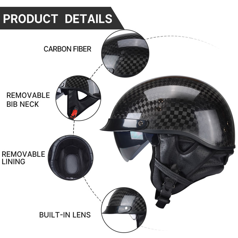 Peso ligero 12K negro brillant - Carbon Fiber Lightweight Motorcycle Helmet reseña y precio