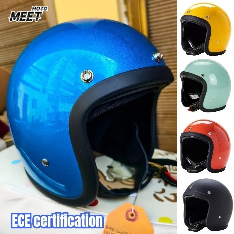 Casco de motocicleta de cara a - Vintage Open Face Retro Helmet reseña y precio
