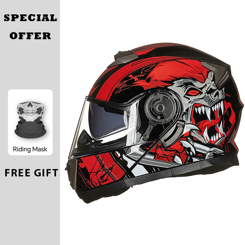 Cascos de motocicleta Casco Mo - Modular Flip Up Motorcycle Helmet Dot Approved reseña y precio
