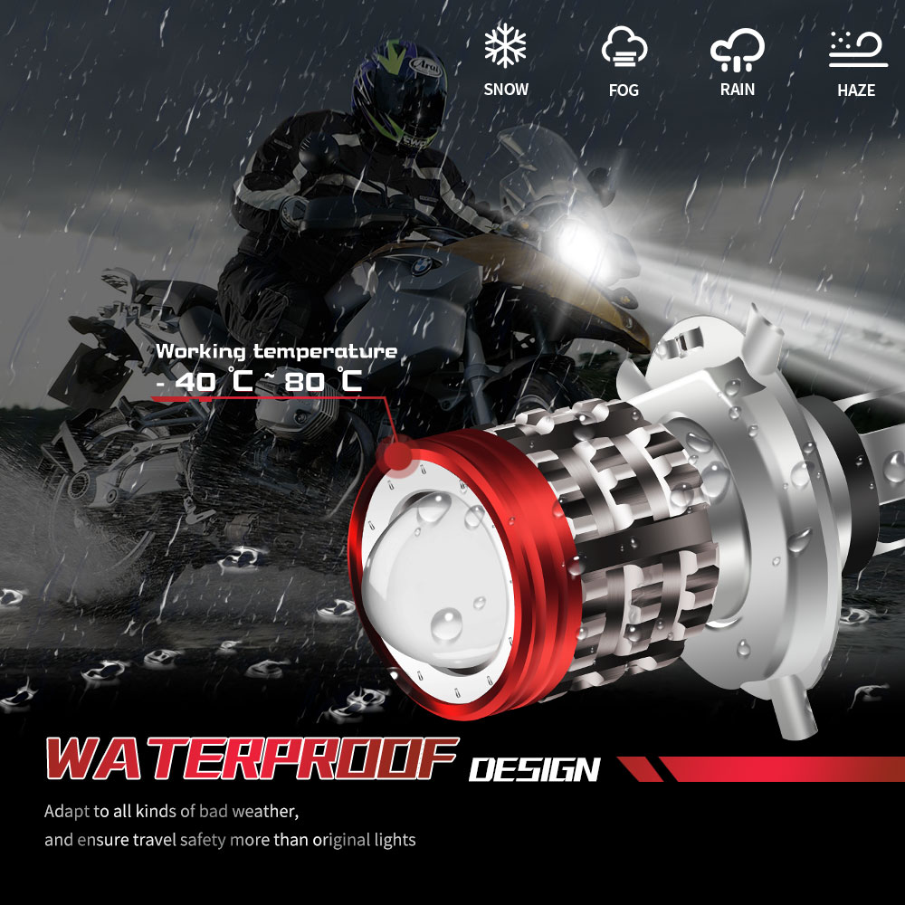 Faro LED Universal H4 para mot - Universal Motorcycle Led Headlight Projector reseña y precio