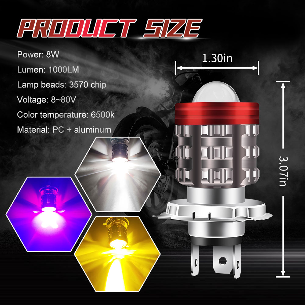 Faro LED Universal H4 para mot - Universal Motorcycle Led Headlight Projector reseña y precio