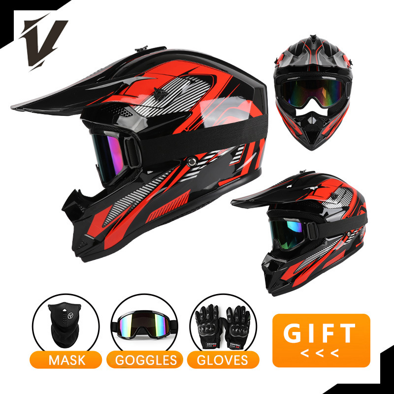 Conjunto de casco de motocicle - Off Road Motocross Helmet Goggles Set reseña y precio