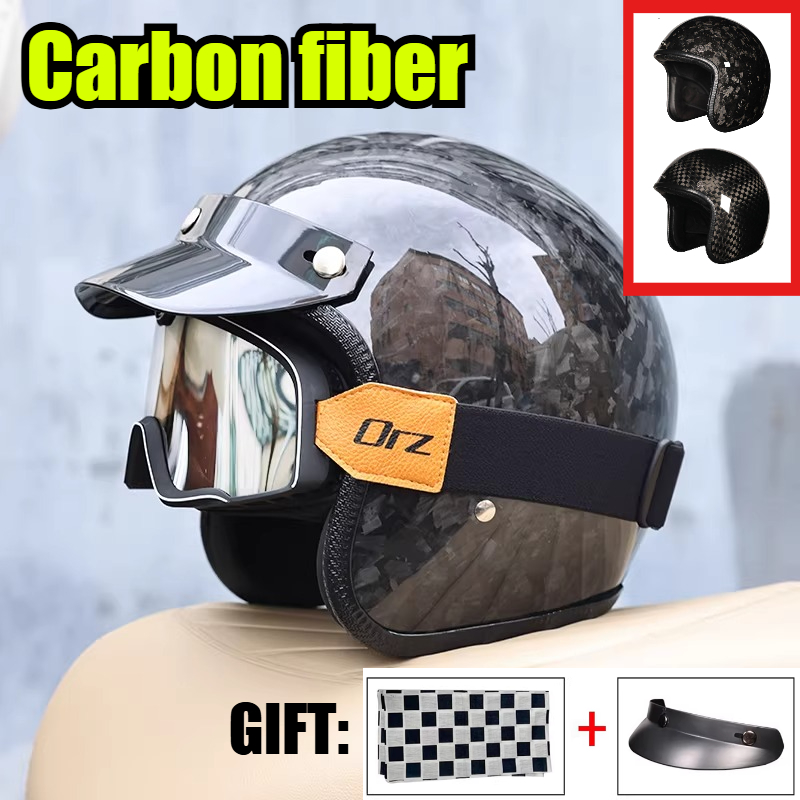 Casco de Motocicleta Vintage d - Carbon Fiber Lightweight Motorcycle Helmet reseña y precio